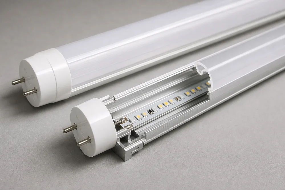Tabung Luar PC T8 LED 2026 dan Perumahan Aluminium Bagian Dalam untuk Perakitan Tabung-Lampu OEM dan Label Pribadi